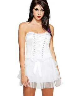Front Lace-Up Corset - White