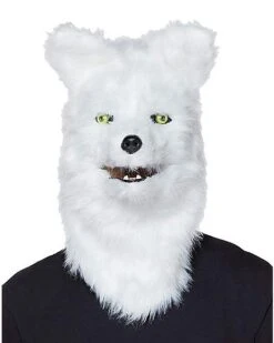 Moving Mouth White Wolf Full Mask
