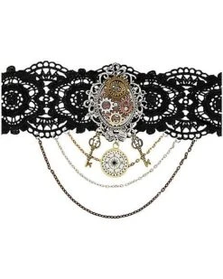 Steampunk Heart Charm Choker Necklace 5 Steampunk Heart Charm Choker Necklace -Colin Costume Shop 01272749 b