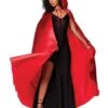 Red Satin Hooded Womens Cape -Colin Costume Shop 01277581 a