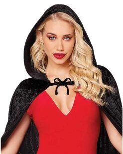 Black Velvet Hooded Womens Cape -Colin Costume Shop 01279561 c