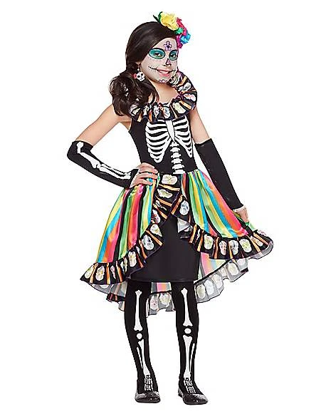 Kids Rainbow Sugar Skull Costume 3 Kids Rainbow Sugar Skull Costume