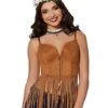 Adult Brown Suede Fringe Top