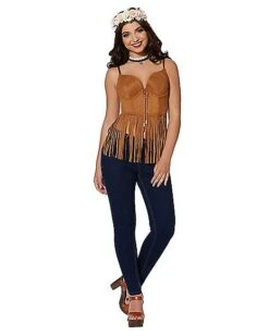 Adult Brown Suede Fringe Top -Colin Costume Shop 01315100 c
