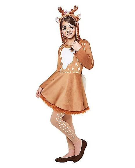 Kids Hooded Deer Dress Costume 3 Kids Hooded Deer Dress Costume