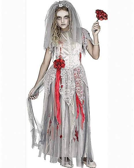 Kids Zombie Bride Costume 3 Kids Zombie Bride Costume