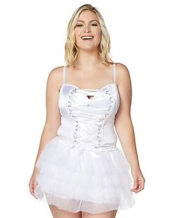 Front Lace-Up Corset - White -Colin Costume Shop 01394600 a