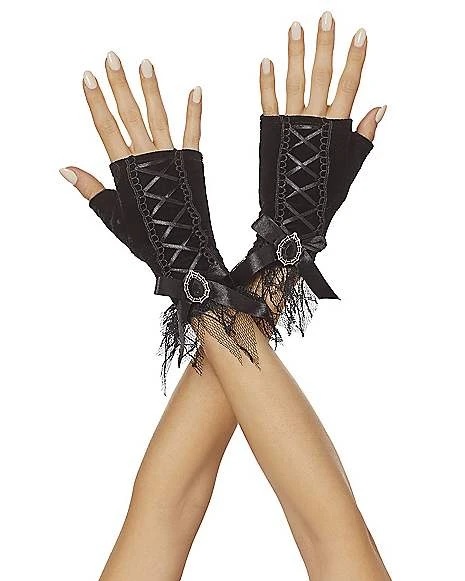 Purple Velvet Witch Gloves - Deluxe 3 Purple Velvet Witch Gloves - Deluxe