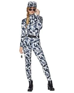 Adult Snow Camo Military Catsuit Costume