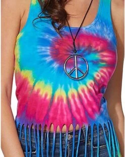 Tie Dye Fringe Tank Top -Colin Costume Shop 01425651 d