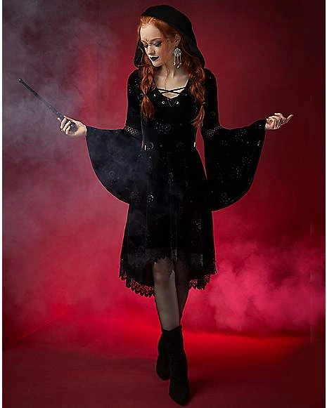 Celestial Coven Hooded Velvet Dress 5 Celestial Coven Hooded Velvet Dress - Image 3