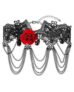 Day Of The Dead Rose Lace Choker Necklace -Colin Costume Shop 01433416 c
