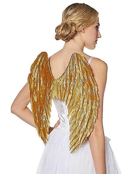 Goldtone Feather-Effect Angel Wings 3 Goldtone Feather-Effect Angel Wings