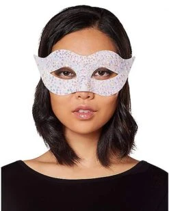 White Glitter Eye Half Mask