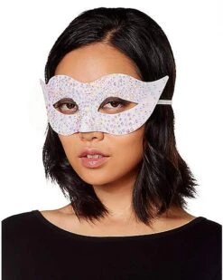 White Glitter Eye Half Mask -Colin Costume Shop 01450915 c