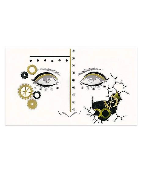 Steampunk Gear Face Decal Deluxe 3 Steampunk Gear Face Decal Deluxe