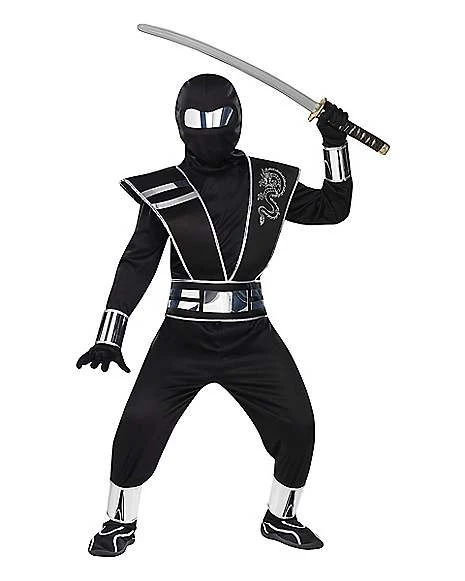 Kids Silver Mirror Ninja Costume 3 Kids Silver Mirror Ninja Costume