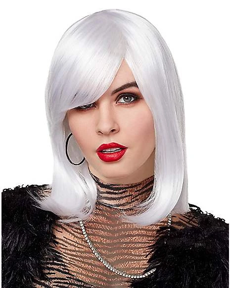 Side Bang White Pageboy Wig 3 Side Bang White Pageboy Wig