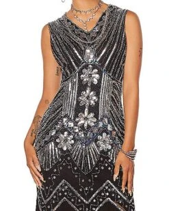 Adult Black Beaded Flapper Dress -Colin Costume Shop 01470350 d