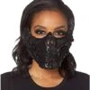 Black Skeleton Sequin Half Mask -Colin Costume Shop 01473255 a