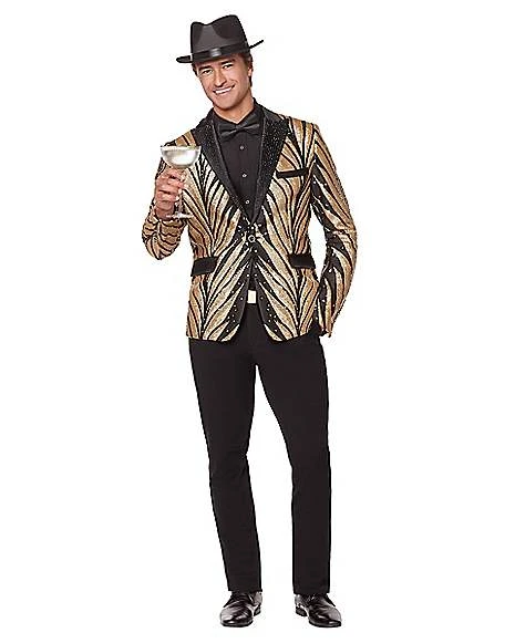 Adult '20s Gold And Black Jacket 3 Adult '20s Gold And Black Jacket