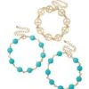 '60s Teal Peace Sign Bracelet Set