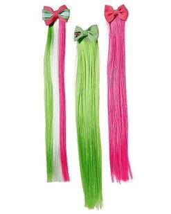 Pink And Green Bow Hair Extensions - Disney Zombies