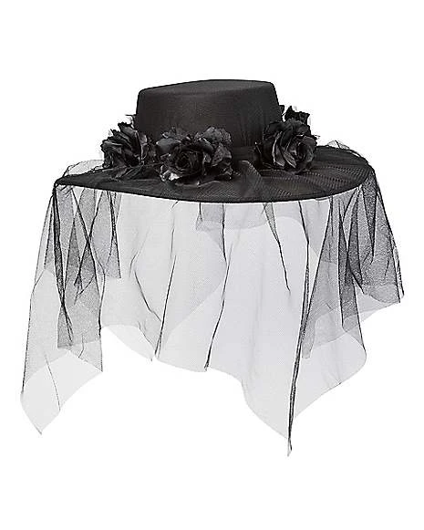 Black Veiled Day Of The Dead Flower Hat 3 Black Veiled Day Of The Dead Flower Hat