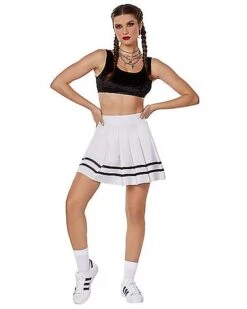 White Striped Pleated Cheerleader Skirt -Colin Costume Shop 01522218 c