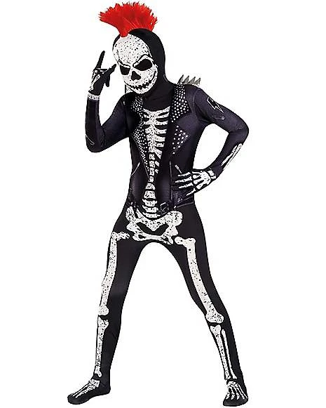 Kids Punk Skeleton Skin Suit Costume 3 Kids Punk Skeleton Skin Suit Costume