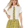 Yellow Plaid Schoolgirl Tie -Colin Costume Shop 01527084 a