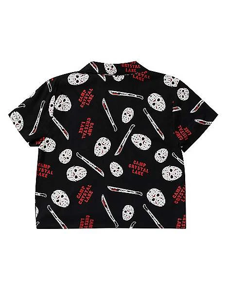 Adult Tie Front Jason Voorhees Shirt - Friday The 13th 5 Adult Tie Front Jason Voorhees Shirt - Friday The 13th - Image 3