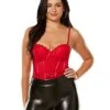 Red Pleather Lace Cup Bodysuit -Colin Costume Shop 01587500 a