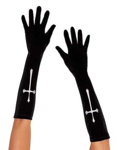 Black Gothic Cross Gloves