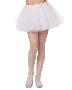 Kids White Rhinestone Fishnet Tights